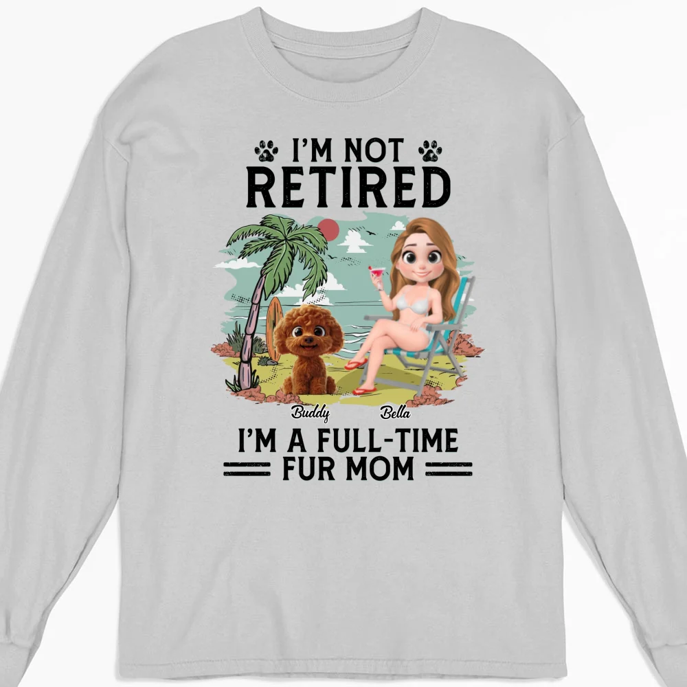 Full-Time Dog Fur Cartoon - Personalized Custom Long Sleeve T-shirt - Image 5