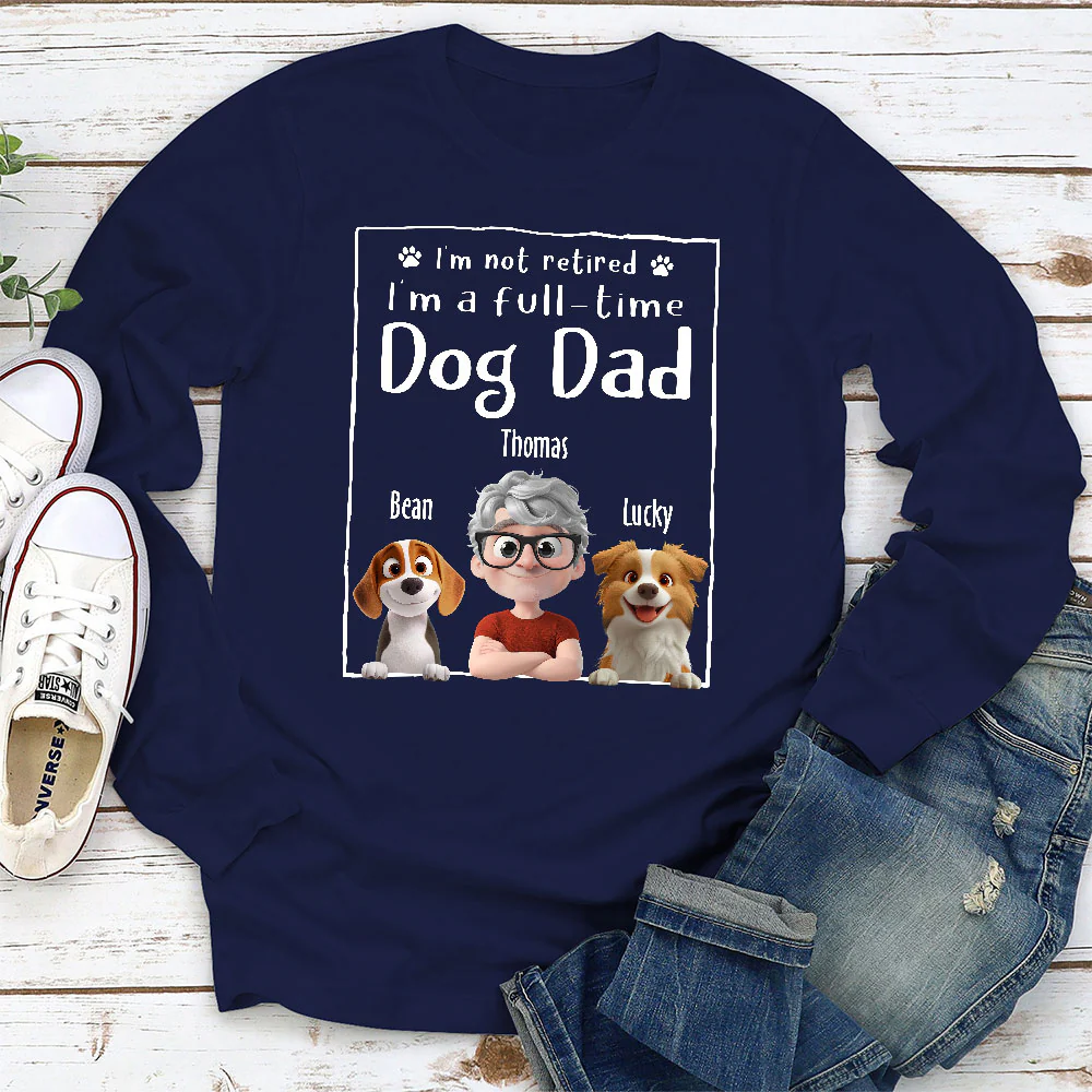 Full Time Dog Mom - Personalized Custom Long Sleeve T-Shirt - Image 2