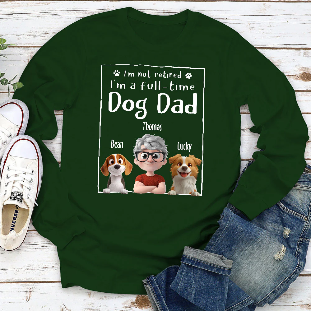 Full Time Dog Mom - Personalized Custom Long Sleeve T-Shirt - Image 3