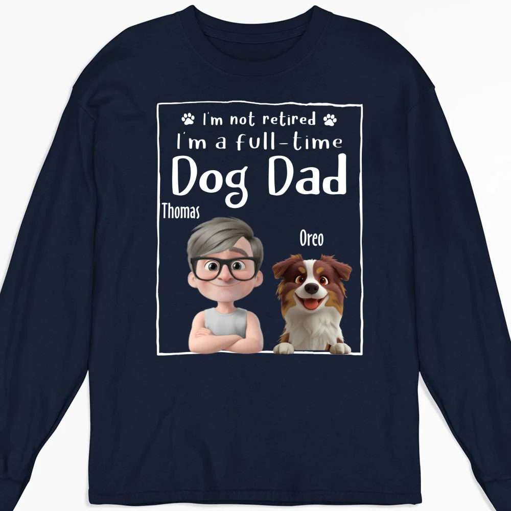 Full Time Dog Mom - Personalized Custom Long Sleeve T-Shirt - Image 5