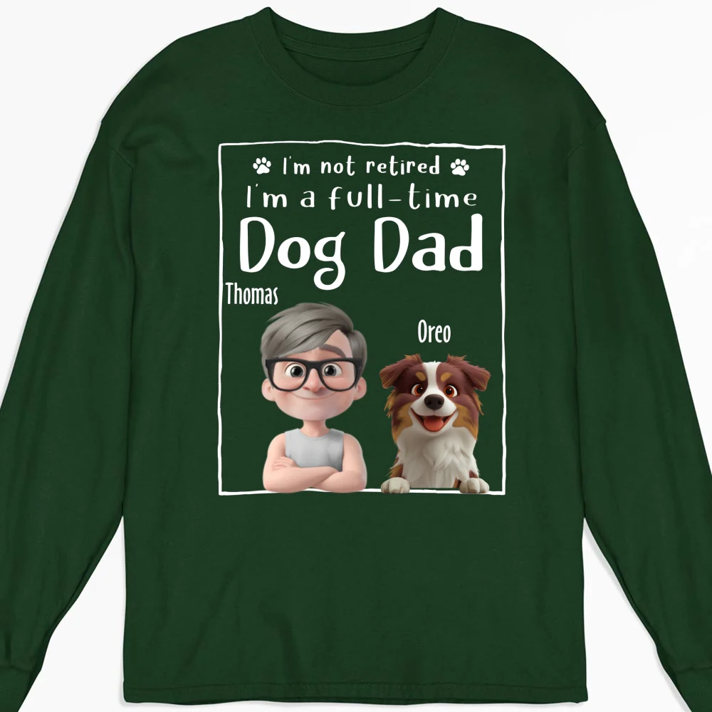 Full Time Dog Mom - Personalized Custom Long Sleeve T-Shirt - Image 6