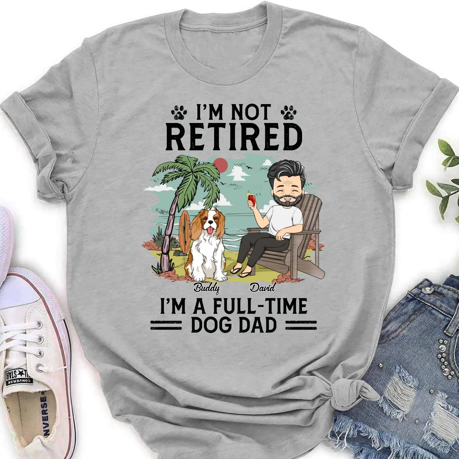 Full-time Dog Mom - Personalized Custom Women's T-Shirt - Image 5