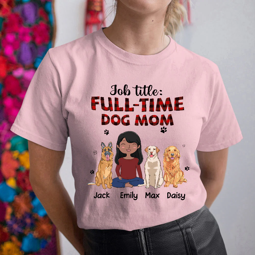 Full-Time Dog Mom - Personalized Custom Women's T-shirt - Image 6