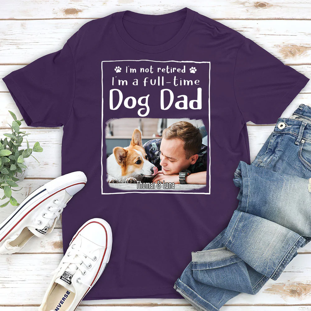 Full Time Dog Mom Photo - Personalized Custom Unisex T-Shirt - Image 4