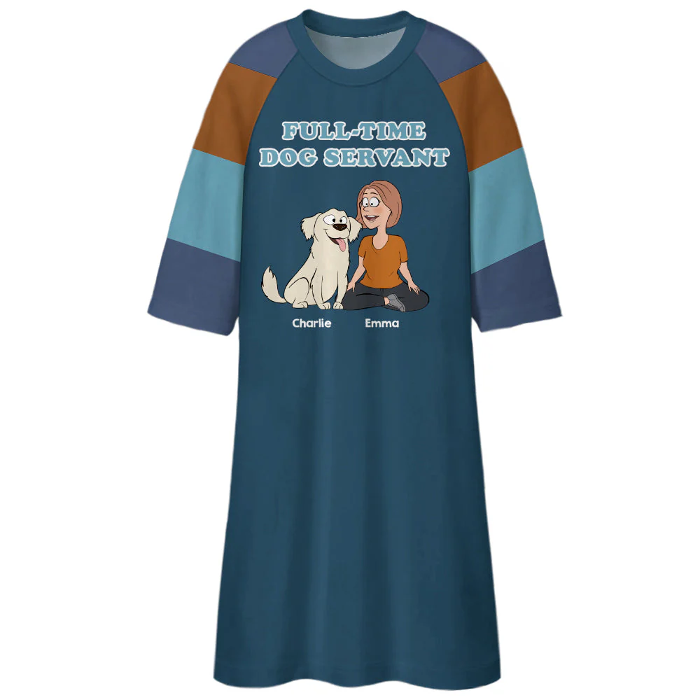 Full-Time Dog Servant - Personalized Custom 3/4 Sleeve Dress - Image 2