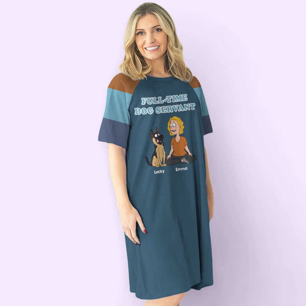 Full-Time Dog Servant - Personalized Custom 3/4 Sleeve Dress - Image 5
