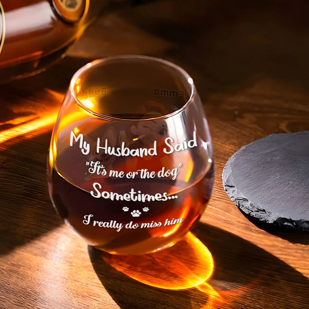 Fulltime Miss My Dog - Personalized Custom Wine Glass - Image 2