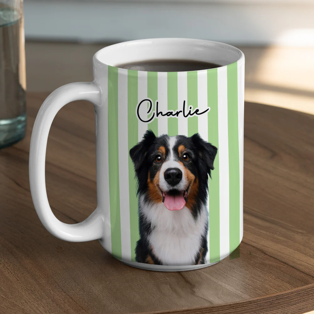 Funny Caricature Dog Christmas Photo - Personalized Custom Coffee Mug - Image 5