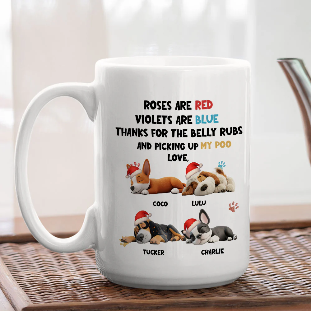 Funny Cartoon Red And Blue Dog Sleeping - Personalized Custom Coffee Mug - Image 5