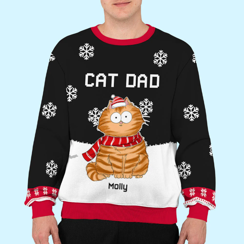 Funny Cat With Family - Personalized Custom All-Over-Print Sweatshirt - Image 8