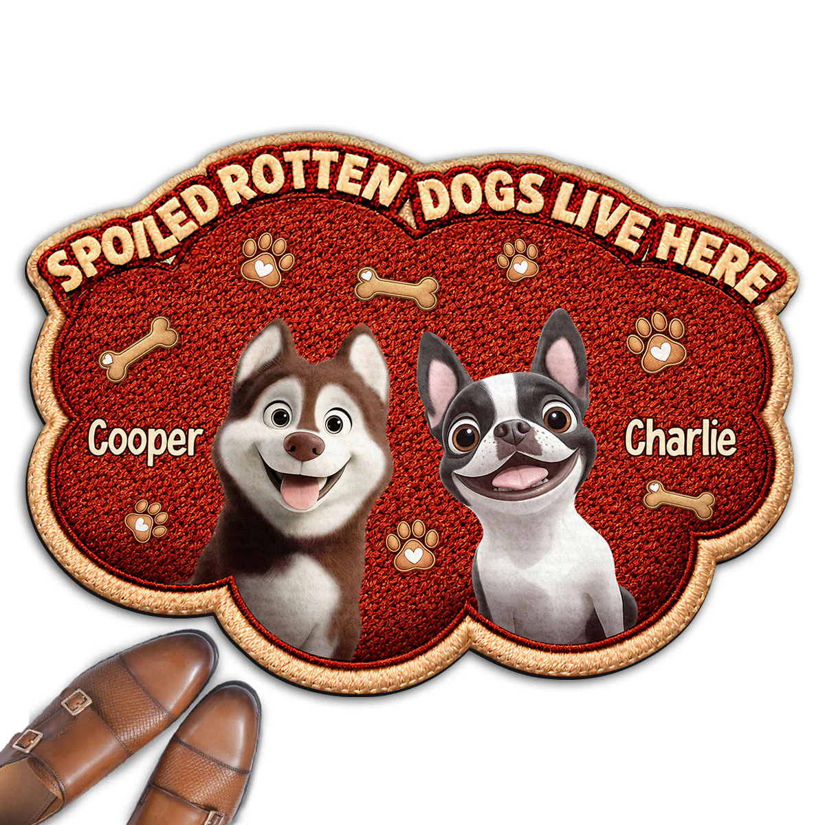 Funny Dog Live Here With Us  - Personalized Custom Doormat