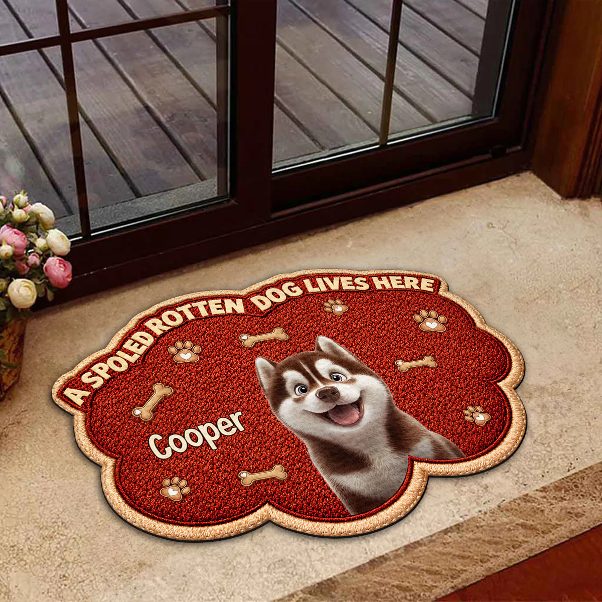Funny Dog Live Here With Us  - Personalized Custom Doormat - Image 2
