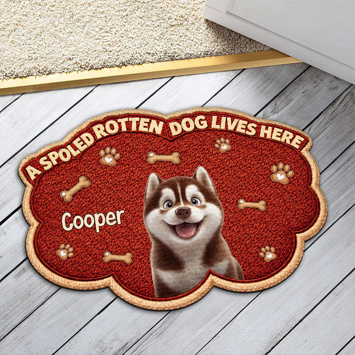 Funny Dog Live Here With Us  - Personalized Custom Doormat - Image 3