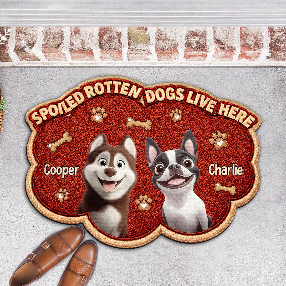 Funny Dog Live Here With Us  - Personalized Custom Doormat - Image 4