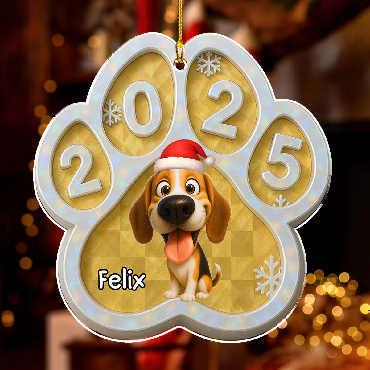 Funny Dog With His Christmas - Personalized Custom Acrylic Ornament - Image 2