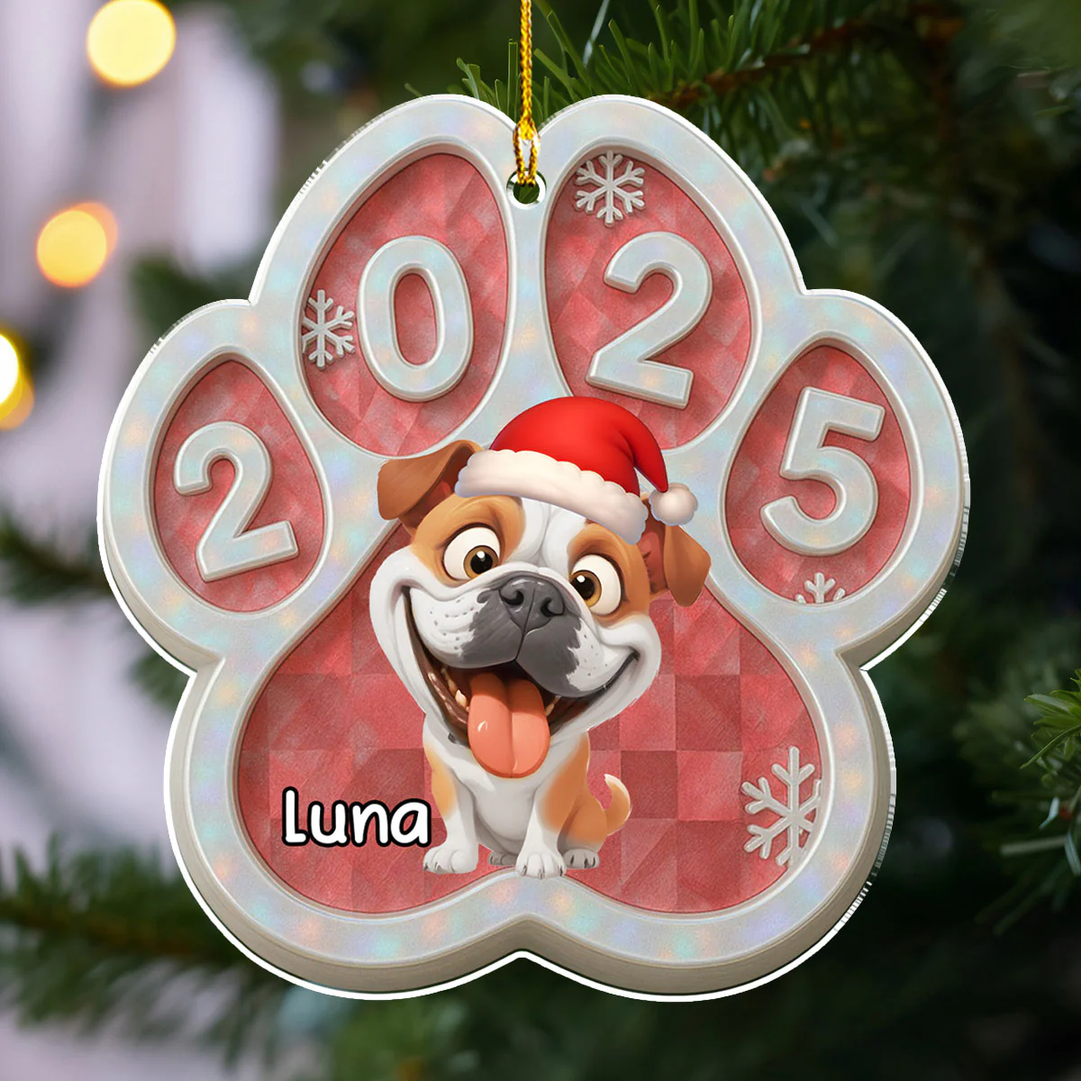 Funny Dog With His Christmas - Personalized Custom Acrylic Ornament - Image 3