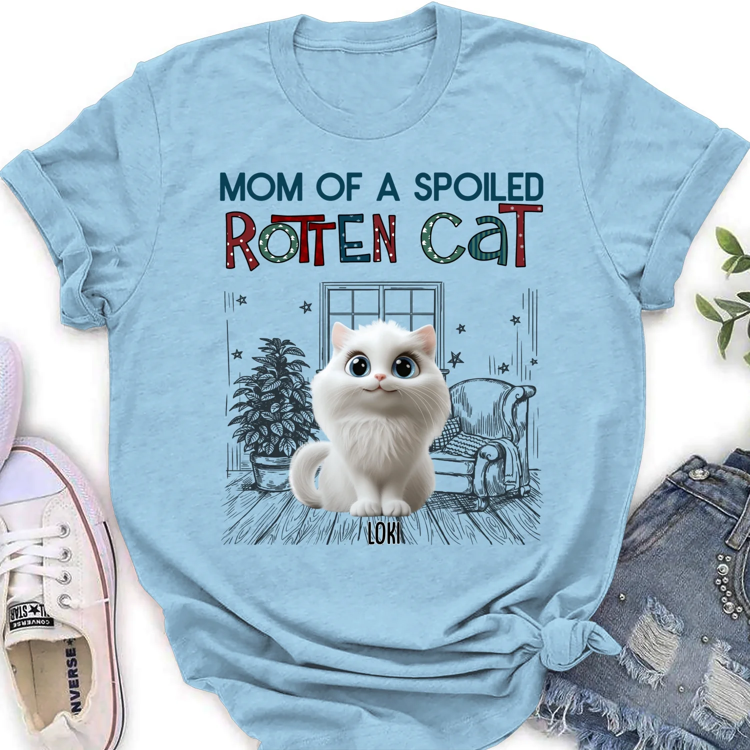 Funny Mom Cat Normal - Personalized Custom Women's T-Shirt - Image 8