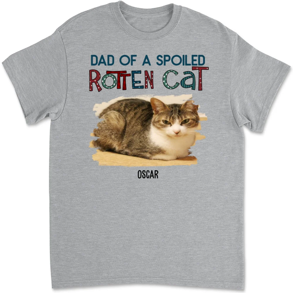Funny Mom Dad Cat Christmas Photo - Personalized Custom Unisex T-Shirt - Image 5