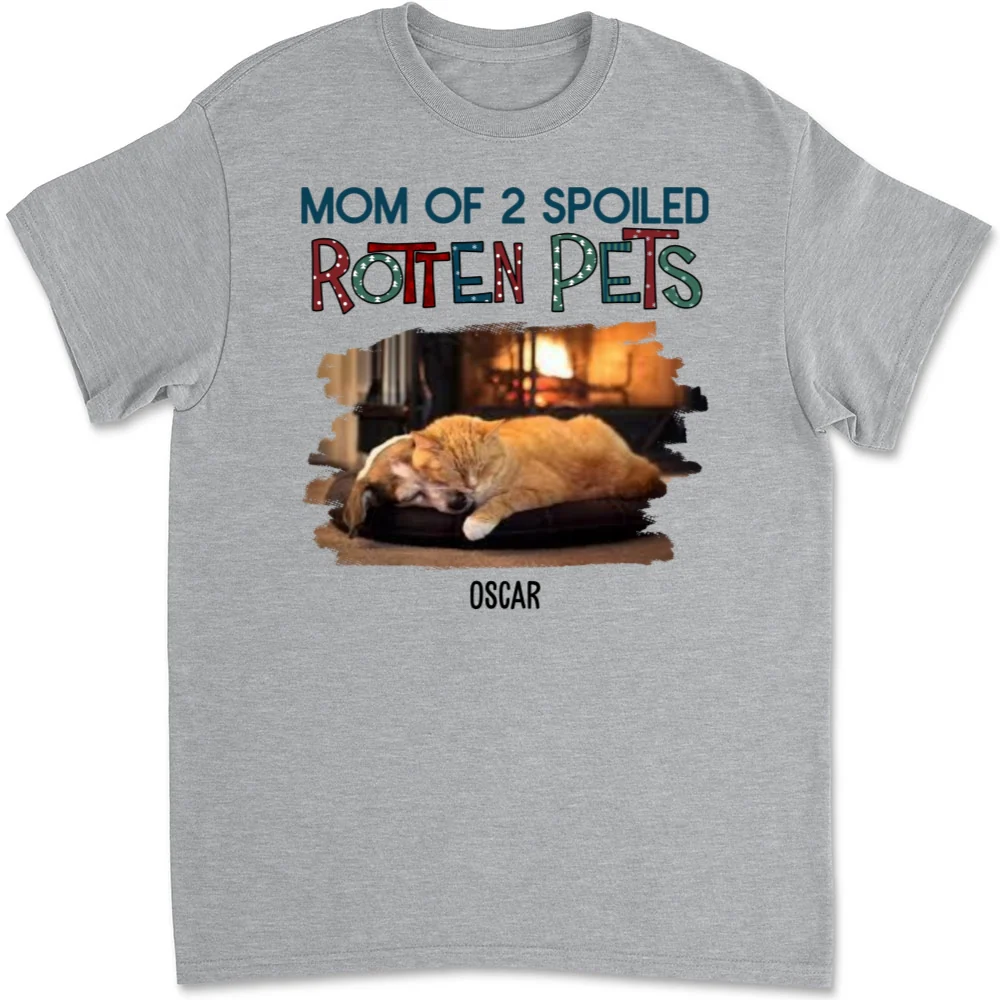 Funny Mom Dad Pet Christmas Photo - Personalized Custom Unisex T-Shirt - Image 4