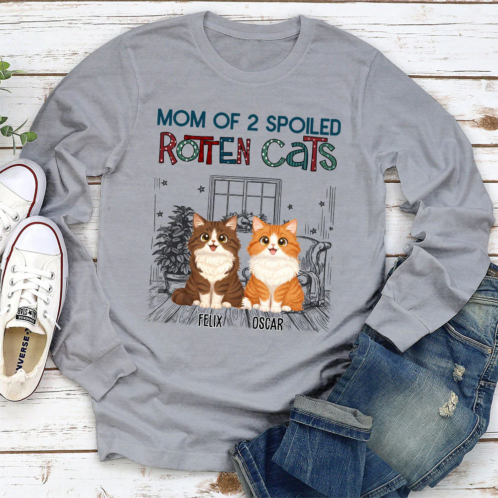 Funny Mom Dad Storybook Cat - Personalized Custom Long Sleeve T-Shirt - Image 3