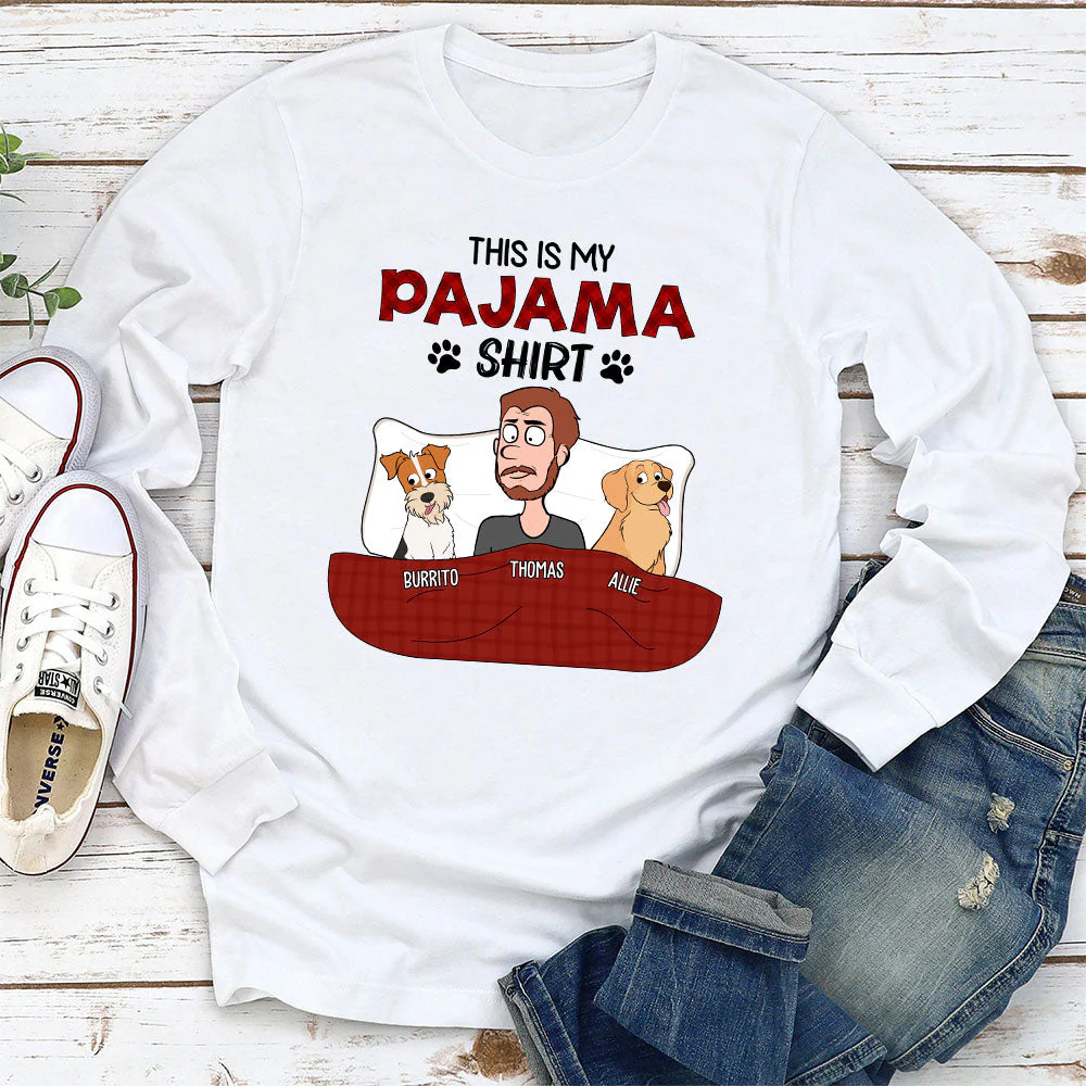 Funny Pajama Shirt - Personalized Custom Long Sleeve T-shirt - Image 2