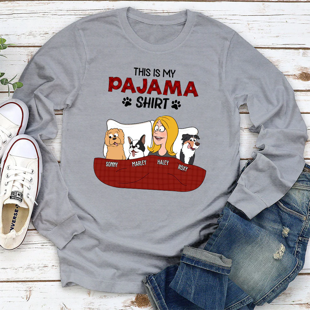 Funny Pajama Shirt - Personalized Custom Long Sleeve T-shirt - Image 3