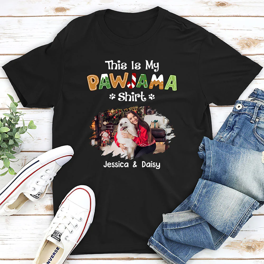 Funny Pawjama Shirt Cartoon Photo - Personalized Custom Unisex T-shirt - Image 2