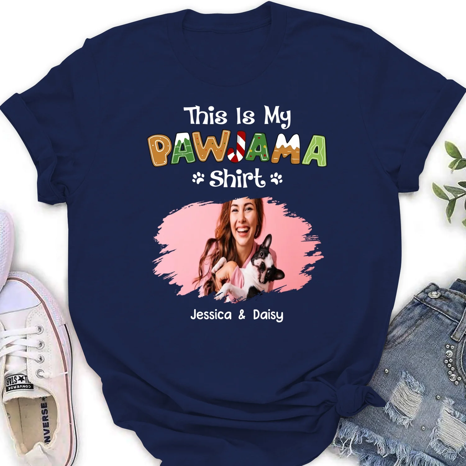 Funny Pawjama Shirt Cartoon Photo - Personalized Custom Women T-Shirt - Image 8