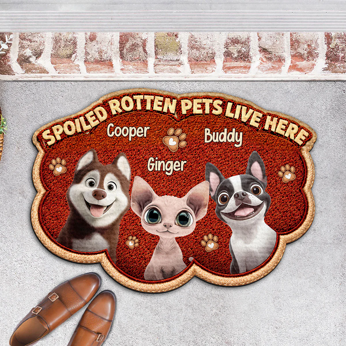 Funny Pet Live Here With Us - Personalized Custom Doormat - Image 2