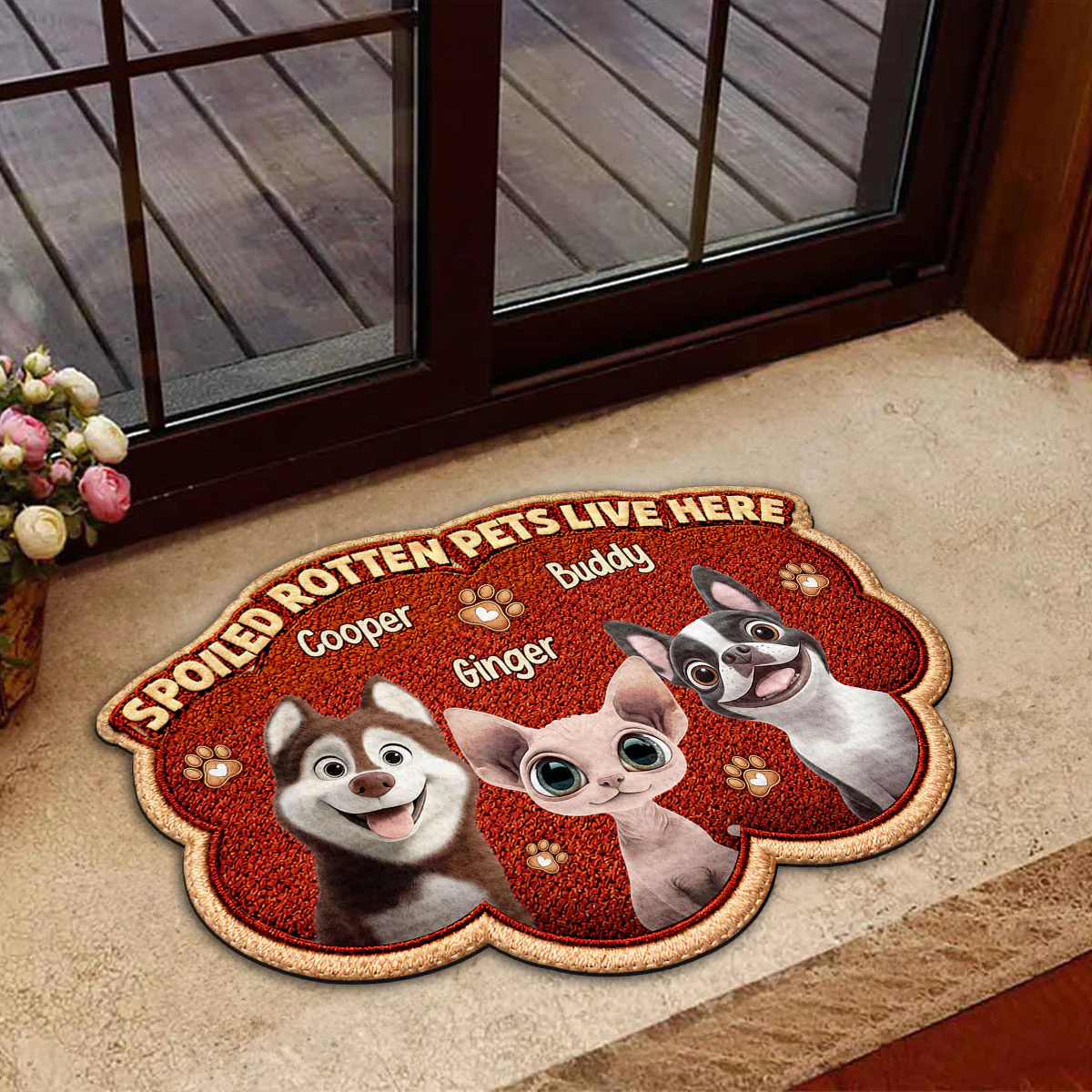 Funny Pet Live Here With Us - Personalized Custom Doormat - Image 4