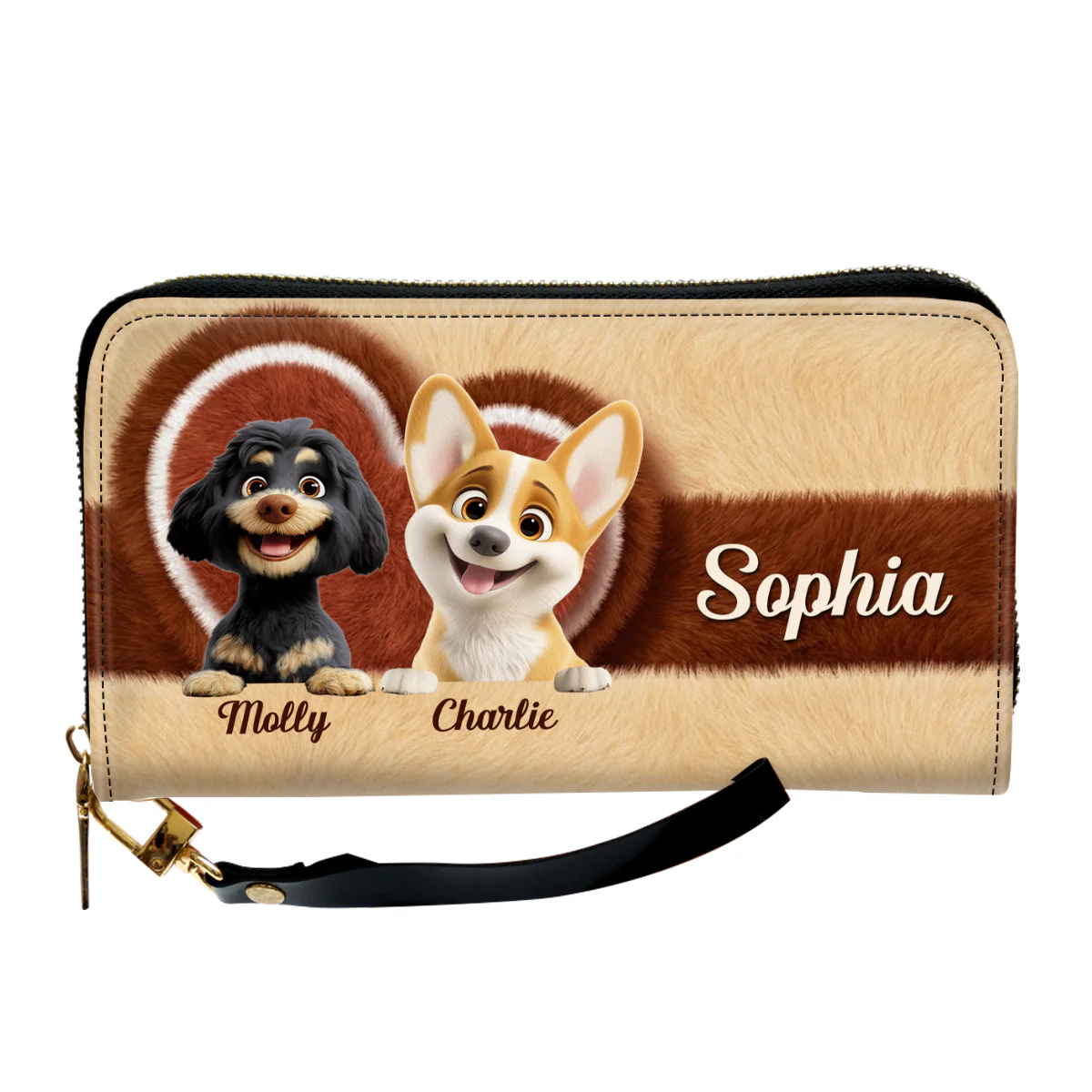 Funny Stuffy Dogs - Personalized Custom Leather Wallet