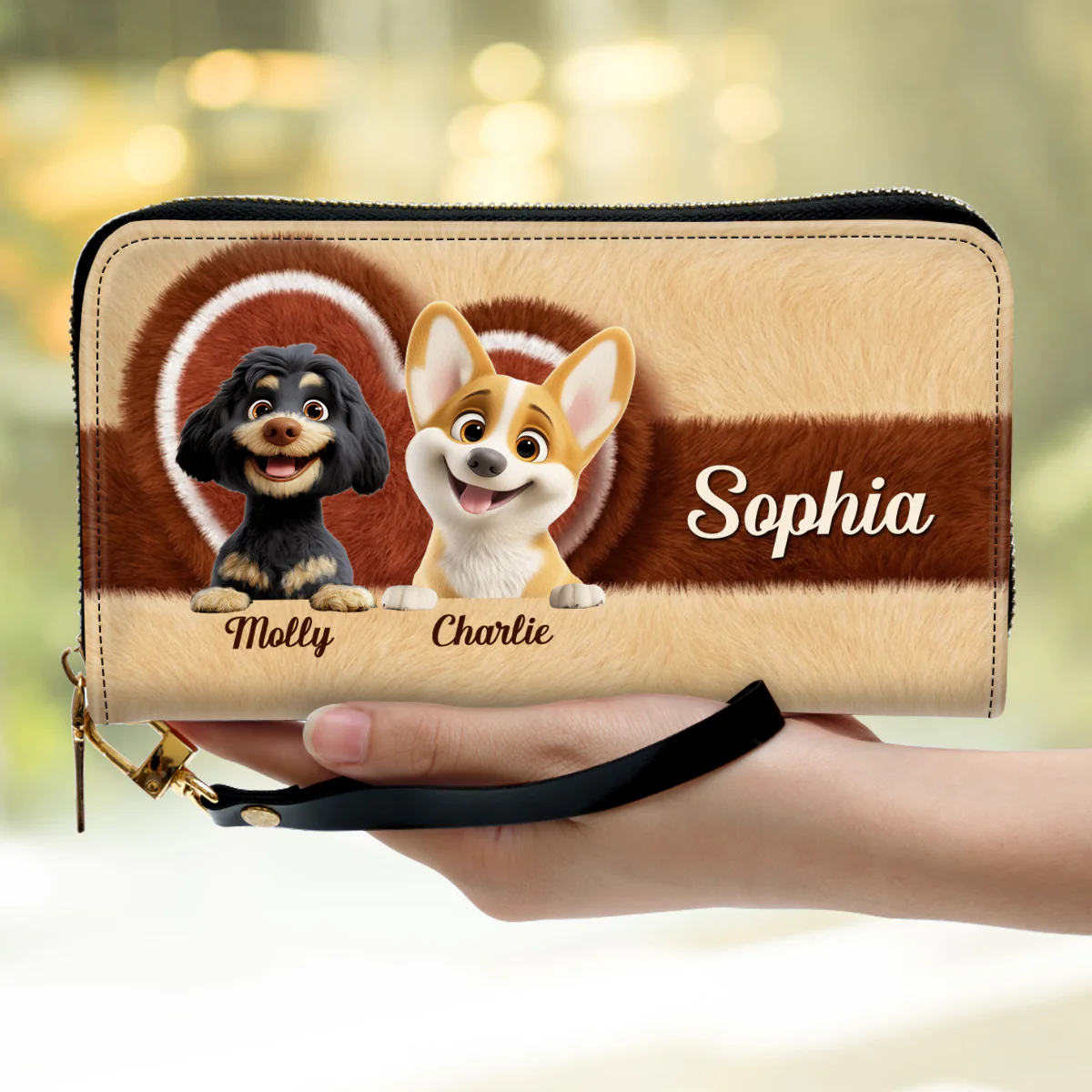 Funny Stuffy Dogs - Personalized Custom Leather Wallet - Image 2