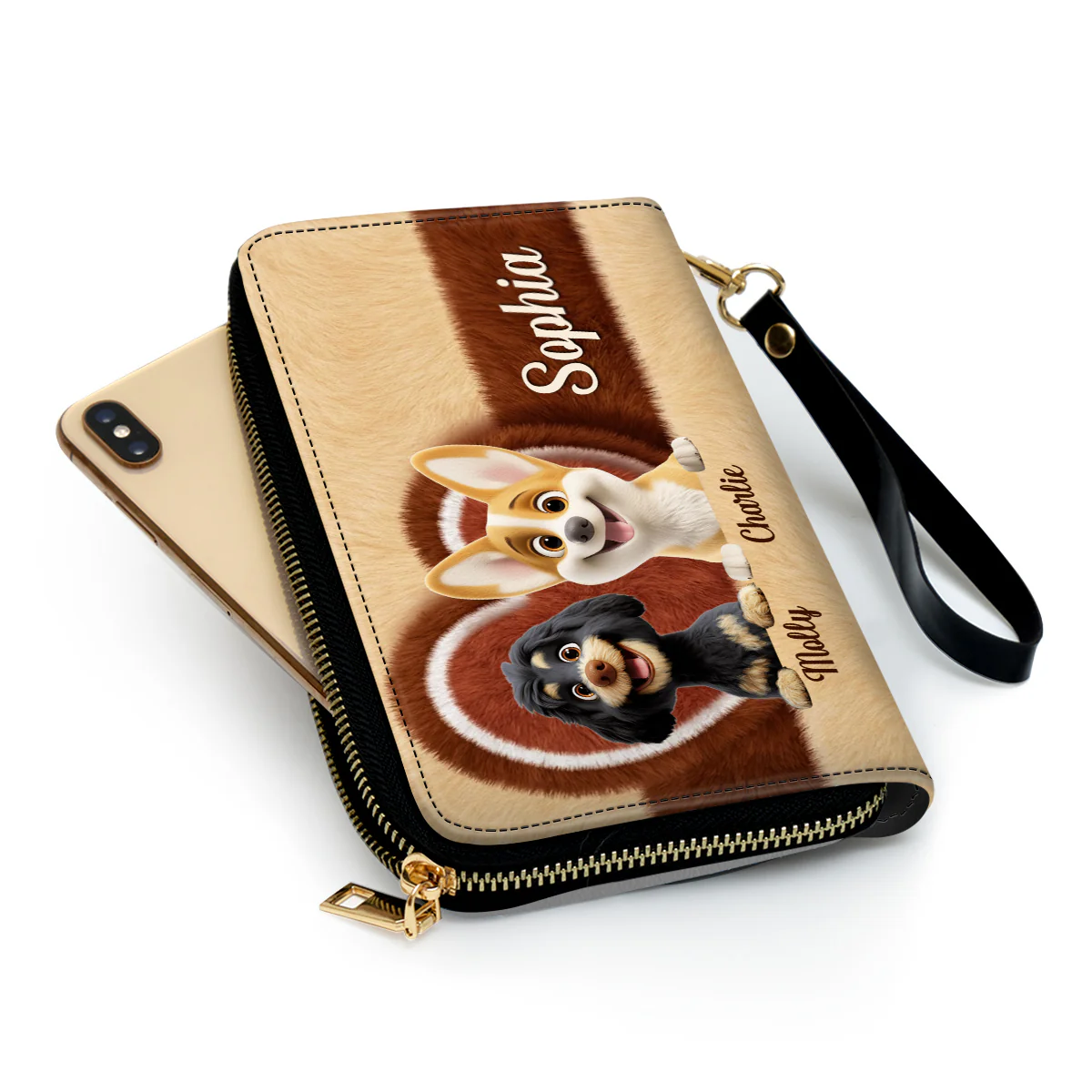 Funny Stuffy Dogs - Personalized Custom Leather Wallet - Image 3