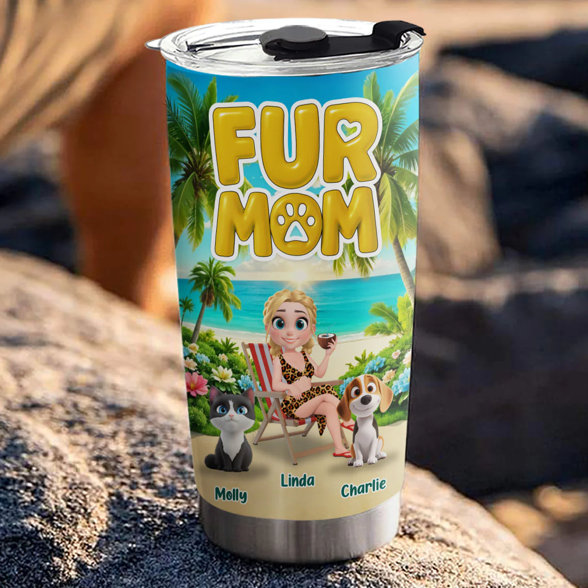 Fur Babies Mom Summer - Personalized Custom Tumbler - Image 3