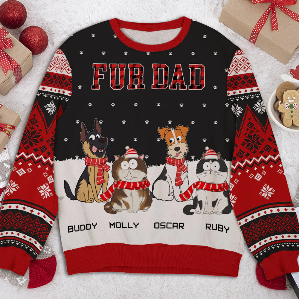 Fur Dad Mom Plaid - Personalized Custom All-Over-Print Sweatshirt - Image 4