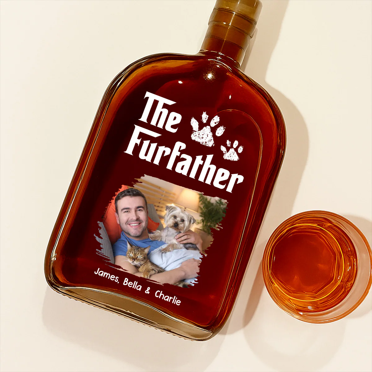 Fur Father Photo - Personalized Custom Spirits Decanter - Image 2