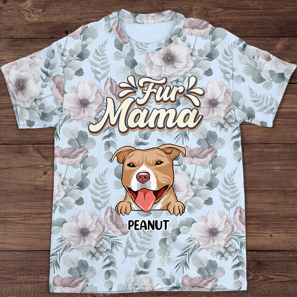 Fur Mama Flower - Personalized Custom All-over-print T-shirt - Image 3