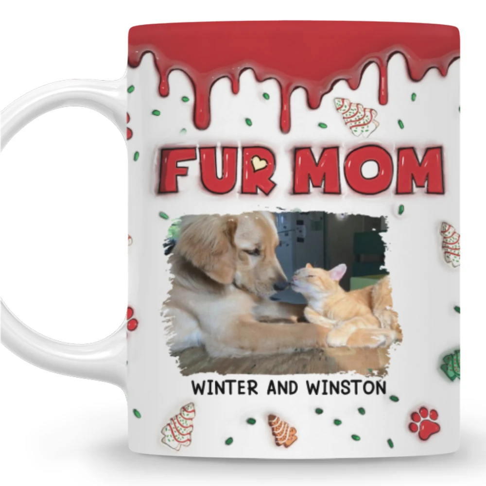 Fur Mom Christmas Cake Photo - Personalized Custom 3D Inflated Effect Mug - Image 4