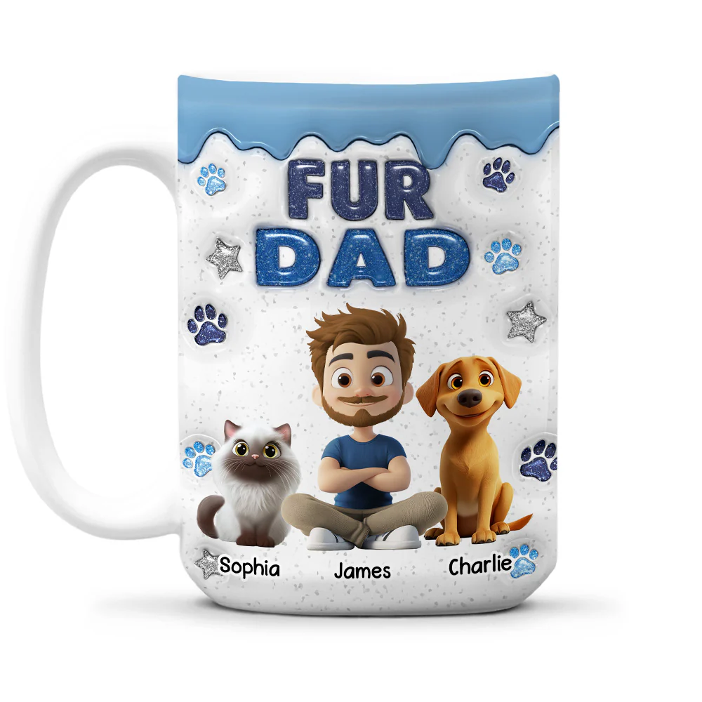 Fur Mom Dad Star - Personalized Custom 3D Inflated Effect Coffee Mug - Image 2