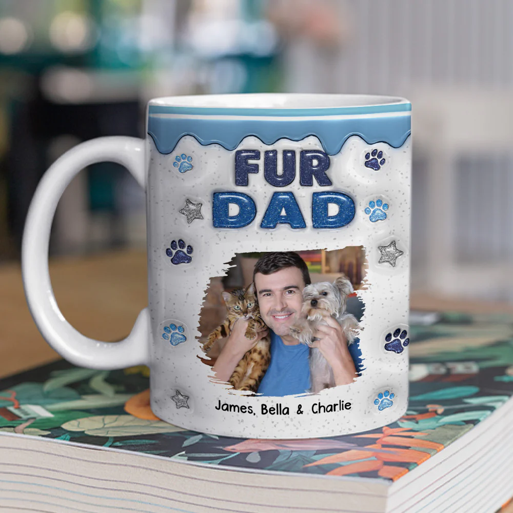 Fur Mom Dad Star Photo - Personalized Custom 3D Inflated Effect Coffee Mug - Image 2