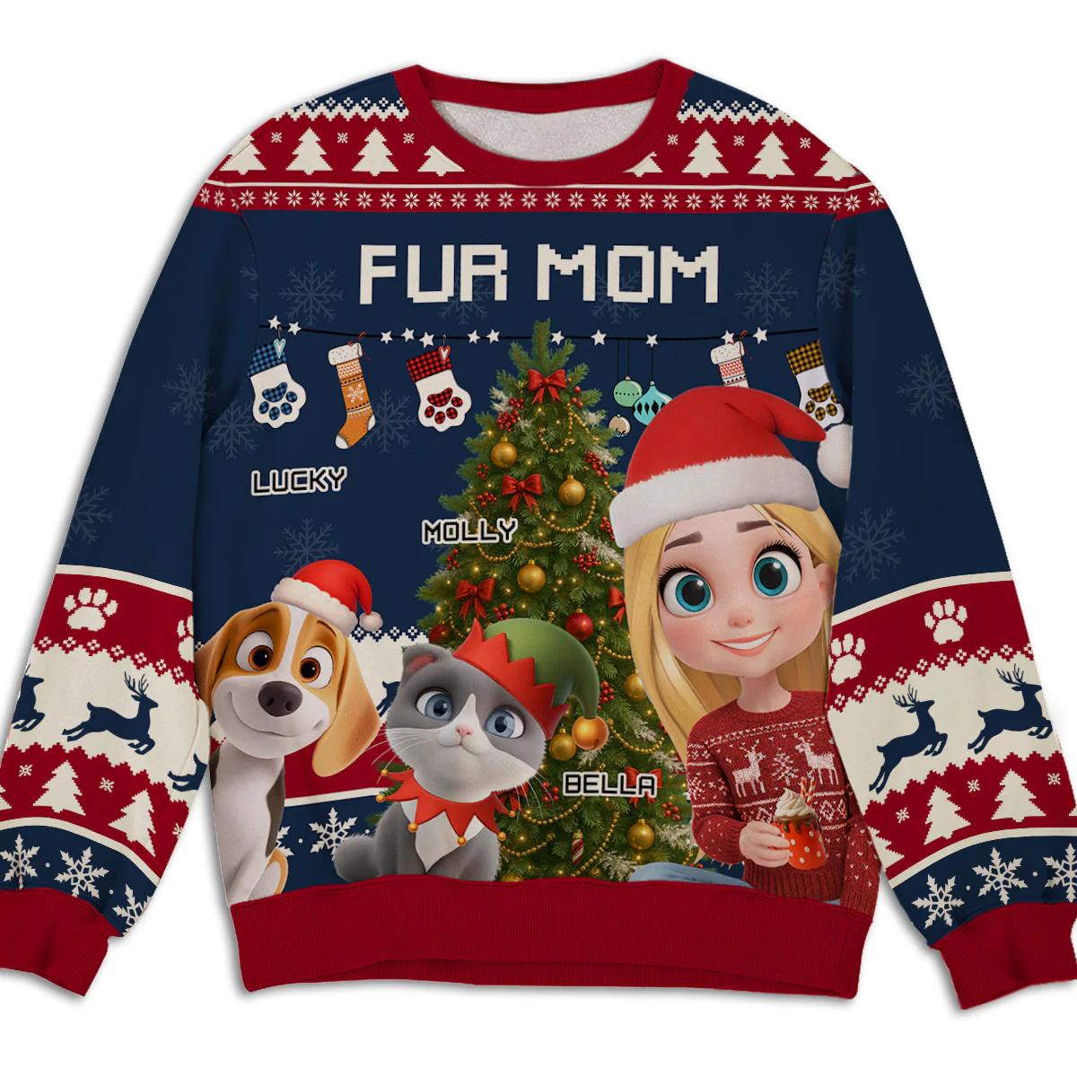Fur Mom Dad This Pawliday - Personalized Custom All-Over-Print Sweatshirt