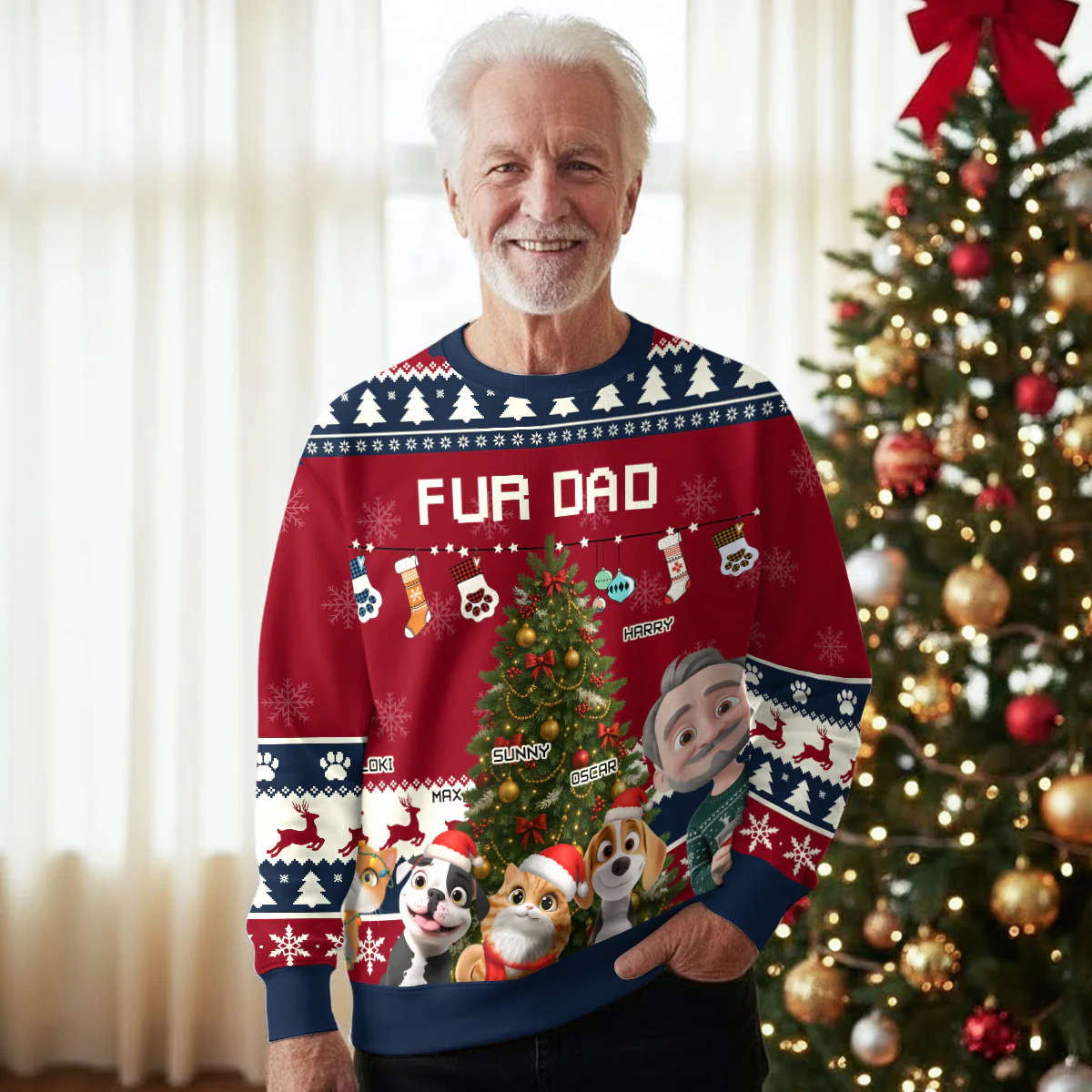 Fur Mom Dad This Pawliday - Personalized Custom All-Over-Print Sweatshirt - Image 4