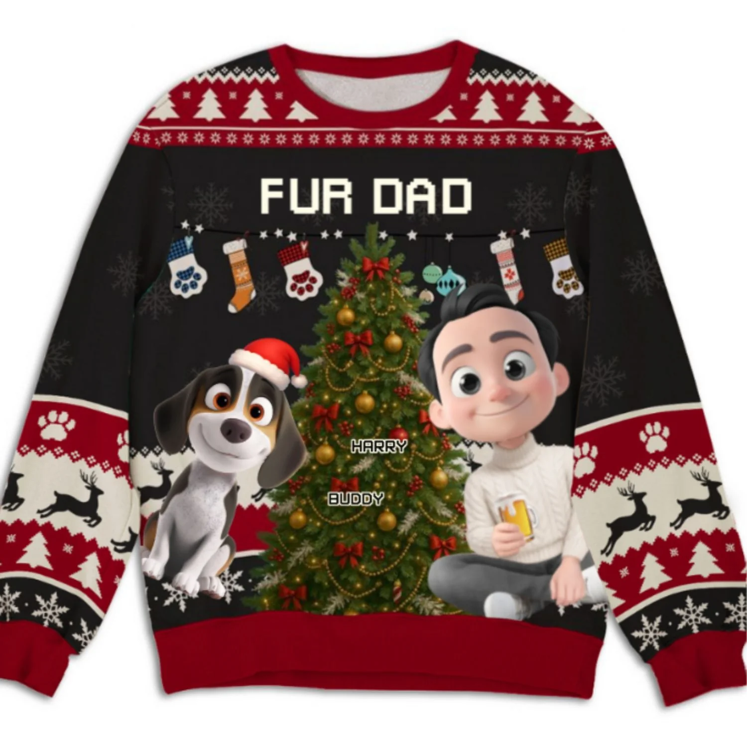 Fur Mom Dad This Pawliday - Personalized Custom All-Over-Print Sweatshirt - Image 7