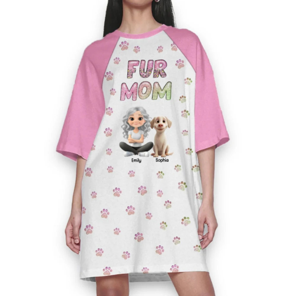 Fur Mom Lovely Chibi - Personalized Custom 3/4 Sleeve Dress - Image 6