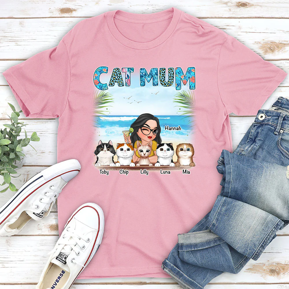 Fur Mom Summer - Personalized Custom Unisex T-Shirt - Image 3