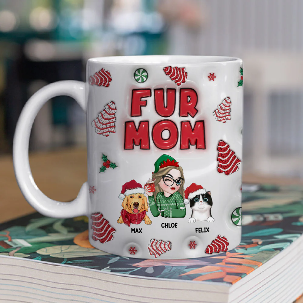 Fur Mom Tree Cake - Personalized Custom 3D Inflated Effect Mug - Image 2