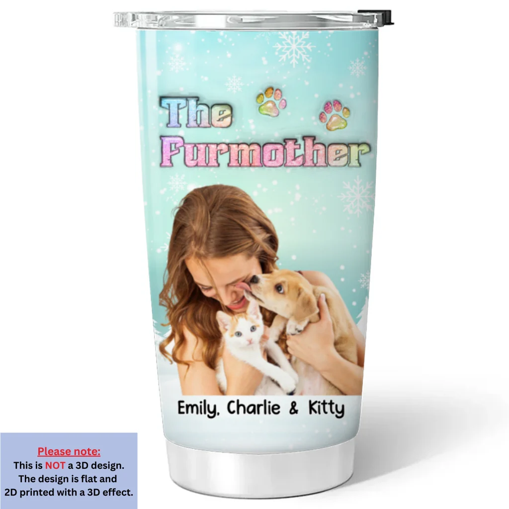 Fur Mother Cartoon Photo - Personalized Custom 3D Inflated Effect Tumbler - Image 2