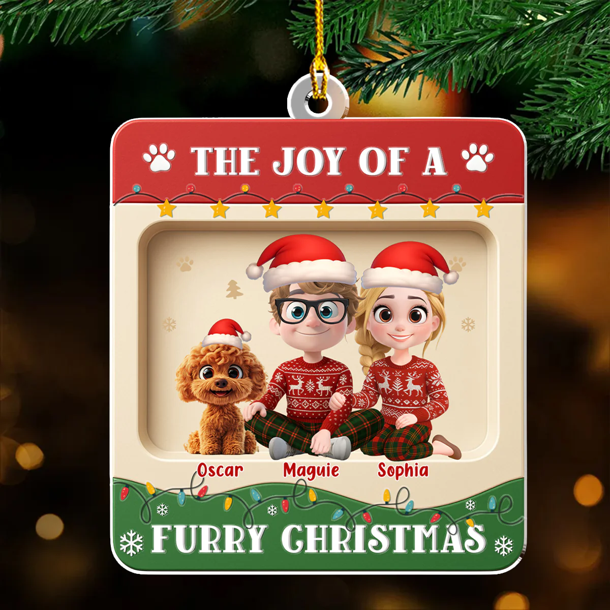 Furry Christmas - Personalized Custom 3D Effect Acrylic Ornament - Image 3