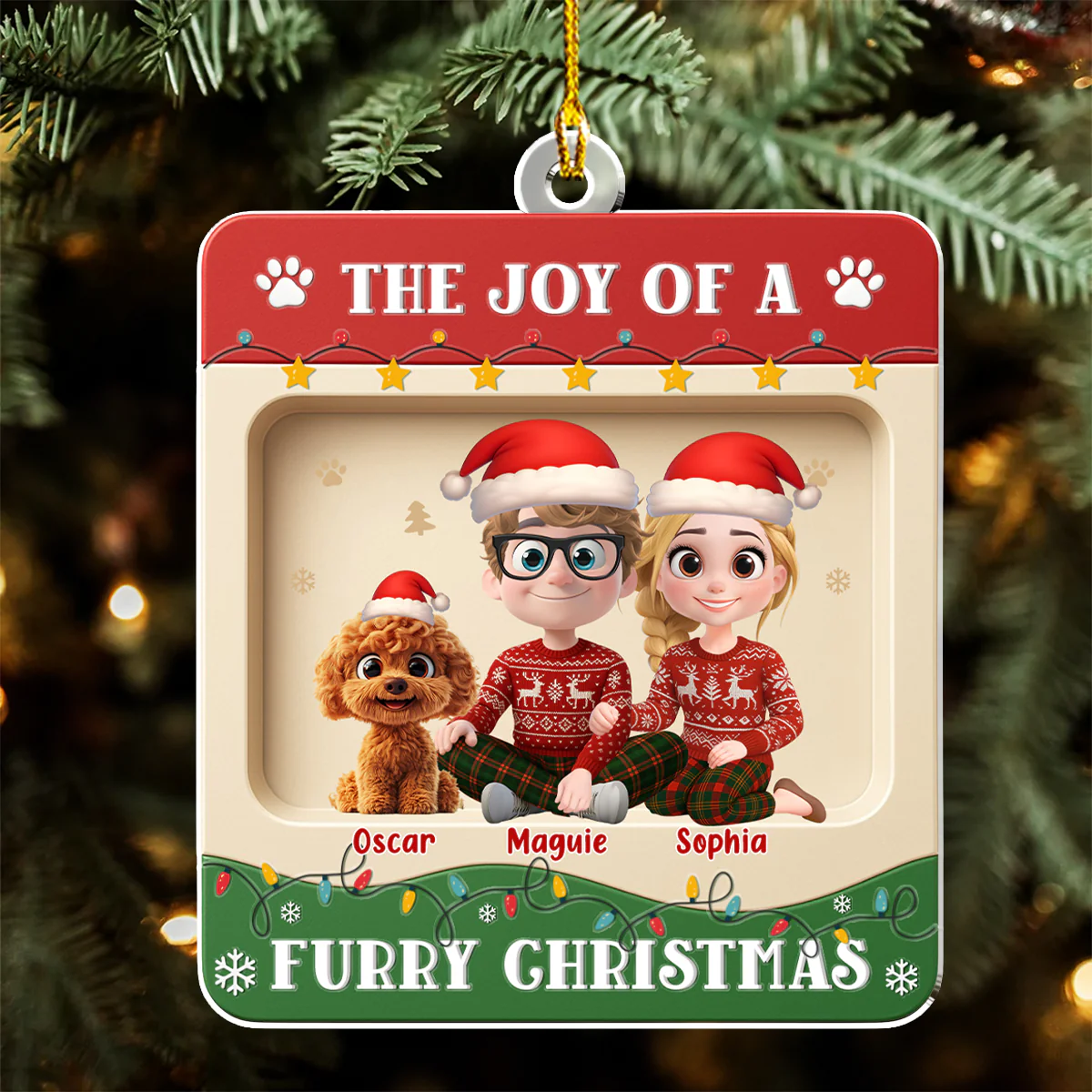 Furry Christmas - Personalized Custom 3D Effect Acrylic Ornament - Image 5