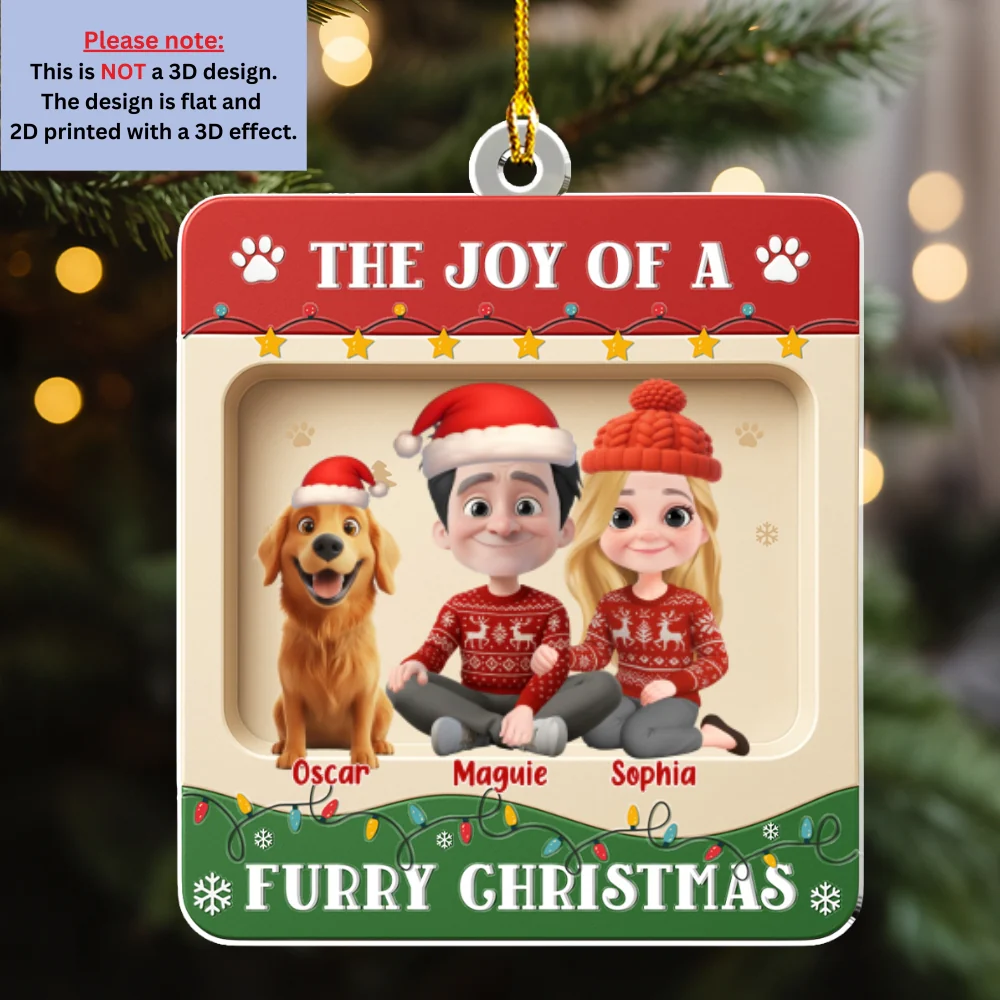 Furry Christmas - Personalized Custom 3D Effect Acrylic Ornament - Image 7